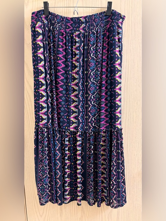 Knox Rose Dresses & Skirts - Knox Rose Navy Tiered Maxi Skirt with Pink & Blue Boho/Tribal Print